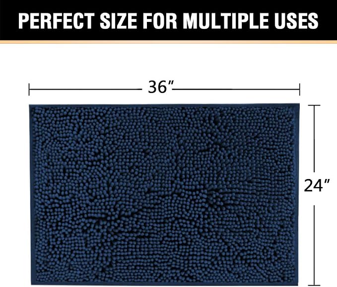 H.VERSAILTEX Navy Bath Mat, Bathroom Rug 36 x 24 Non Slip Bath Mats - Image 2