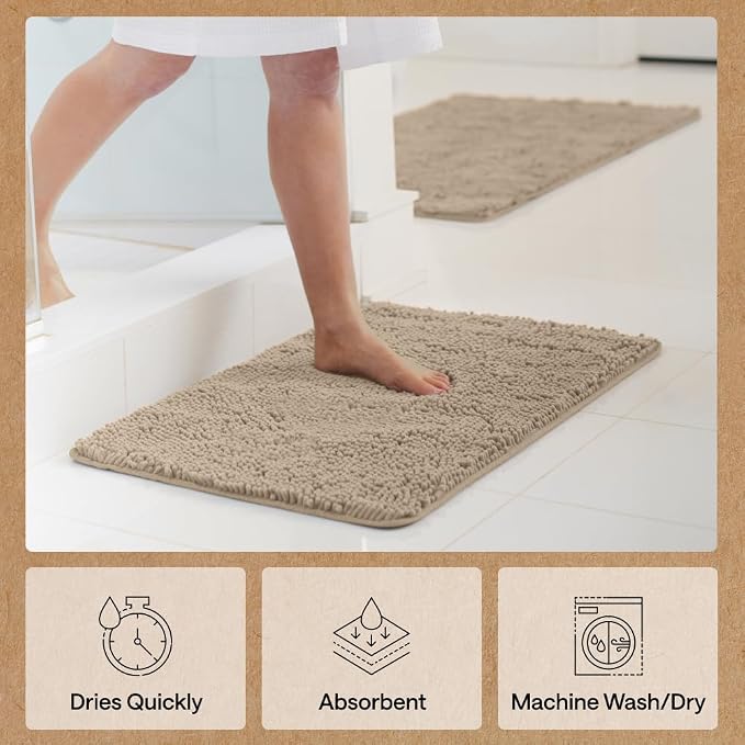 GORILLA GRIP Bath Rug Mat 70x24, Thick Absorbent Chenille, Quick Dry Microfiber - Image 7