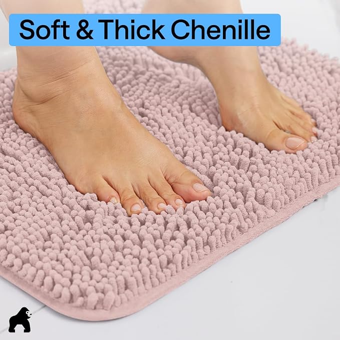 GORILLA GRIP Bath Rug Mat 60x24, Soft Absorbent Chenille, Quick Dry Microfiber - Image 4