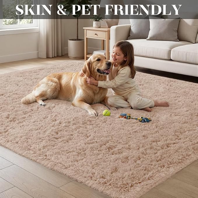 Area Rug for Living Room Bedroom: 4x6 Soft Fluffy Shag Rugs Upgrade Non-Slip - Image 3