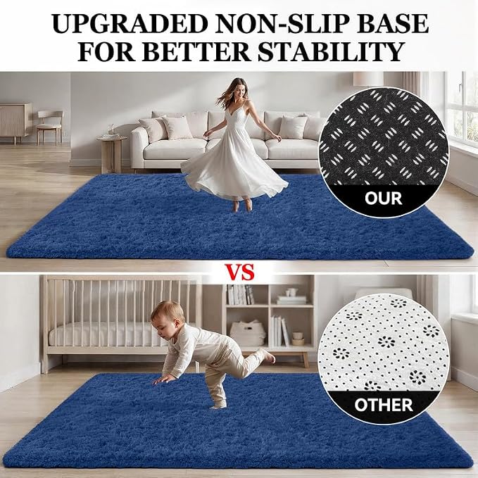 Area Rug for Living Room Bedroom: 5x7 Soft Fluffy Shag Rugs Upgrade Non-Slip - Image 8