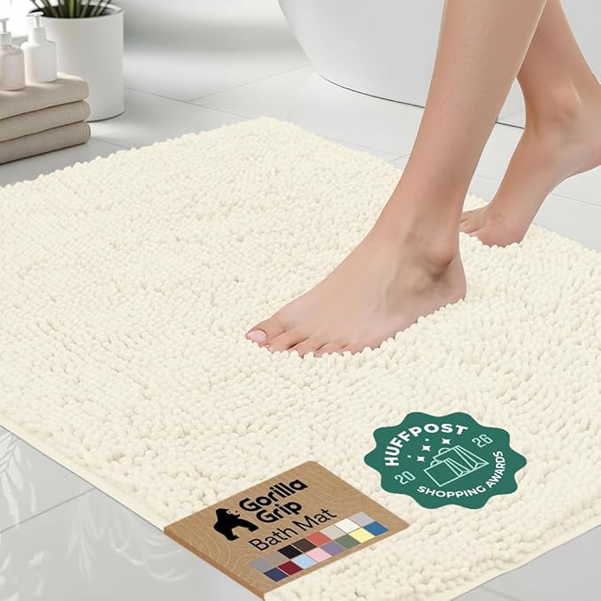 GORILLA GRIP Bath Rug Mat 48x17, Thick Soft Absorbent Chenille, Quick Dry by Unknown
