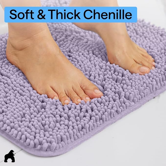 GORILLA GRIP Plush Absorbent Shaggy Chenille Bath Rug Mat - Image 5