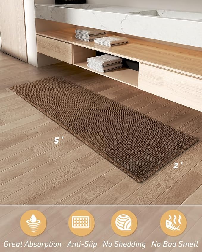 Upgraded Waffle Runner Rug Super Absorbent Non Slip Bath Mats - Image 6