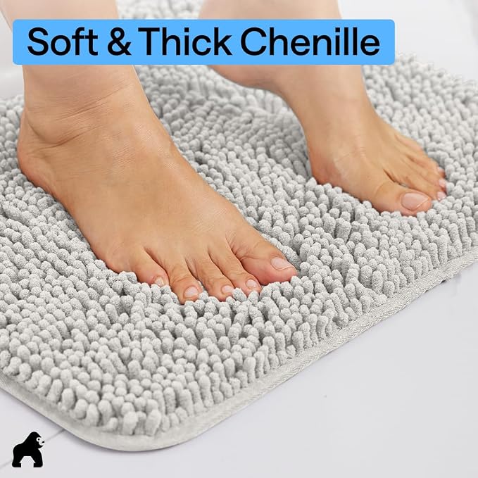 GORILLA GRIP Bath Rug Mat 48x17, Soft Absorbent Chenille, Quick Dry Microfiber - Image 4