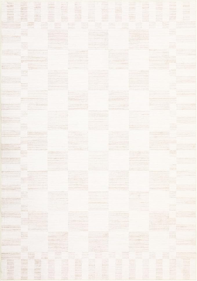 GarveeHome Beige Checkered Rug 5×7 Area Rugs - Image 5