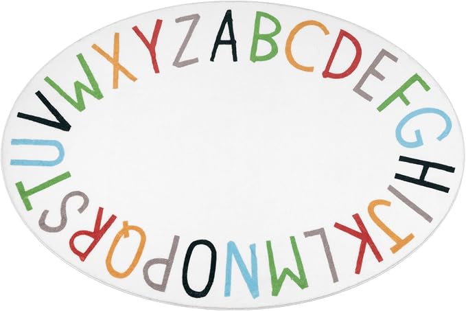 Topotdor Oval Kids Play Rug Alphabet Nursery Area Rug Extra Large Soft Crawling - Image 3