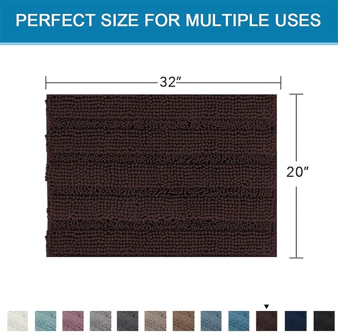 H.VERSAILTEX Bath Rugs for Bathroom Non Slip Bath Mats Extra Thick Chenille - Image 2