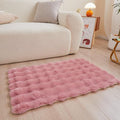 Dusty Rose Rabbit Plush Rug 2'x3', Fluffy Faux Fur Shaggy Area Rug by CHOVY
