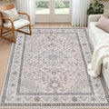 6x9 Area Rugs for Living Room: Vintage Boho Neutral Washable Rug Indoor Soft by Luxturiy