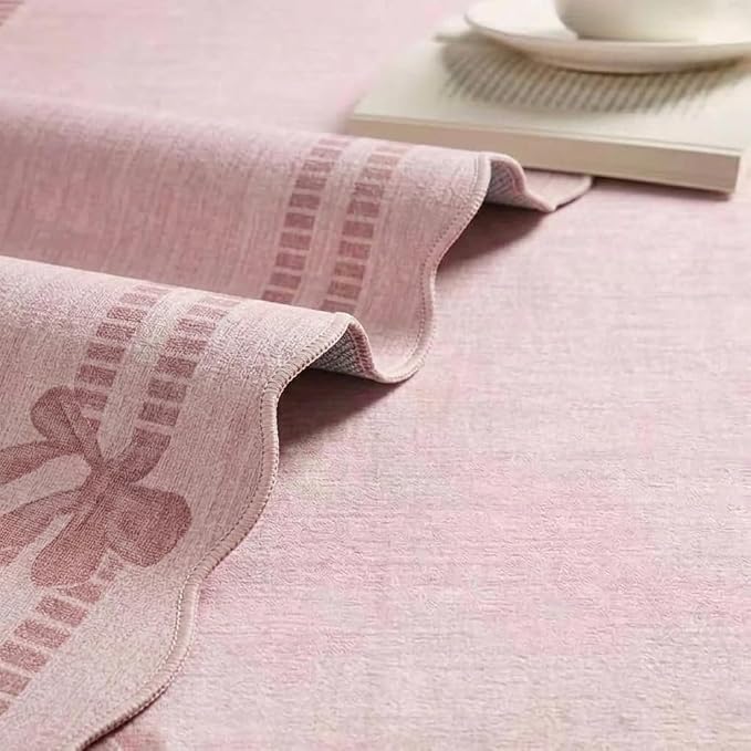 Latte&Fog Washable Pink Rug for Living Room, 6x9 Scalloped Bow Area Rugs for - Image 8