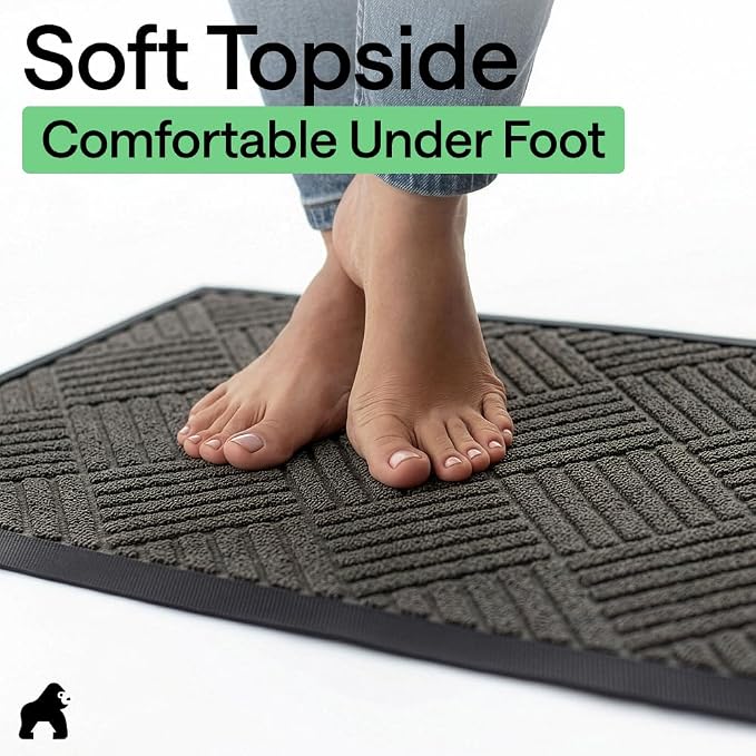 GORILLA GRIP 100% Waterproof All-Season WeatherMAX Doormat, US Designed Natural - Image 8