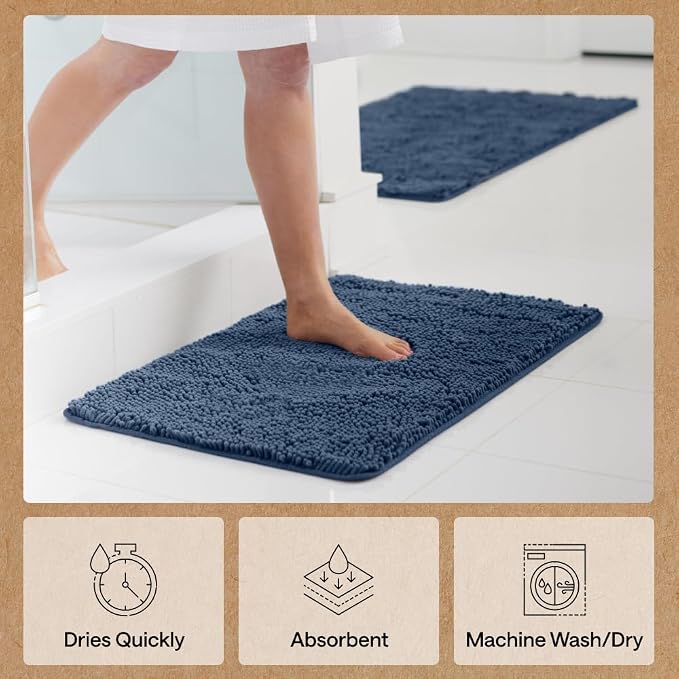 GORILLA GRIP Bath Rug Mat 60x17, Soft Absorbent Chenille, Quick Dry Microfiber - Image 7