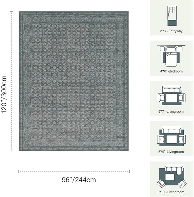 8x10 Washable Area Rug for Living Room, Extra Large Vintage Boho Rugs for - Image 2