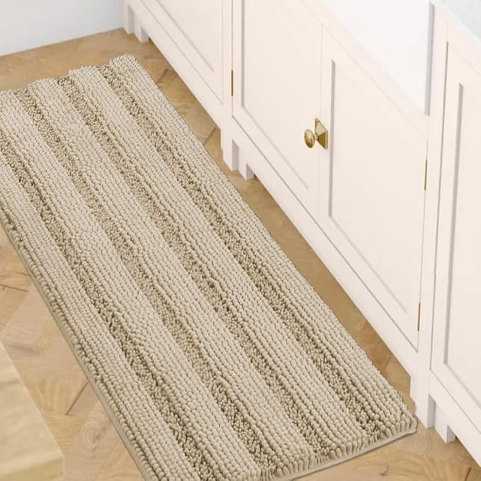 H.VERSAILTEX Bath Rugs for Bathroom Non Slip Bath Mats Thick Chenille Striped by HVERSAILTEX