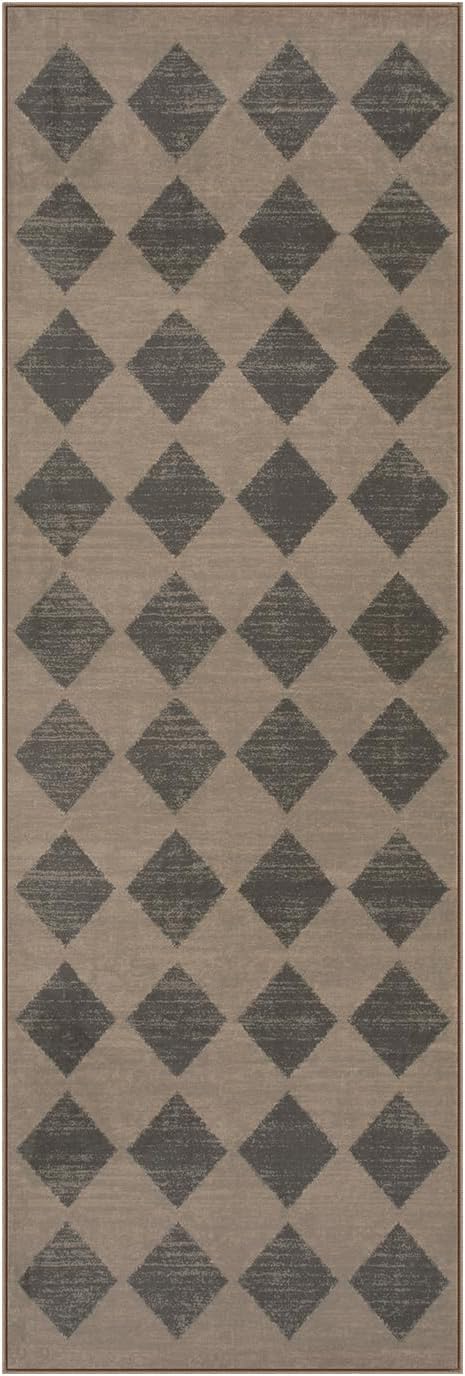 Lahome Zelie Checkered Washable 2x6 Brown Runners - Image 9