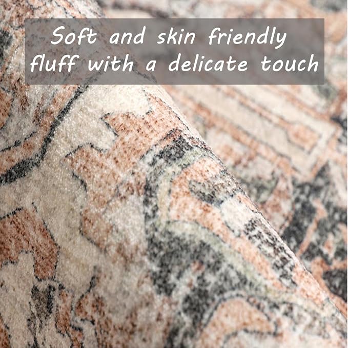 CHAMPLANT Washable Area Rug 8x10 Boho Chic Medallion Distressed Design - Image 3