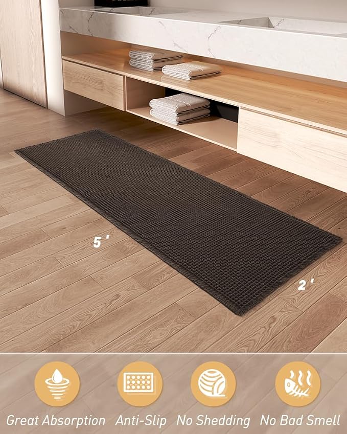 Upgraded Waffle Runner Rug Super Absorbent Non Slip Bath Mats - Image 7