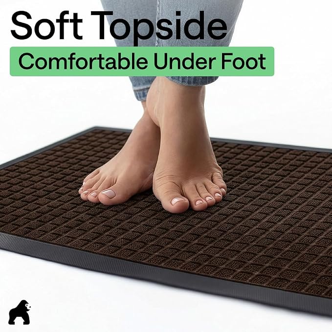 GORILLA GRIP 100% Waterproof All-Season WeatherMAX Doormat 35x23, US Designed - Image 8