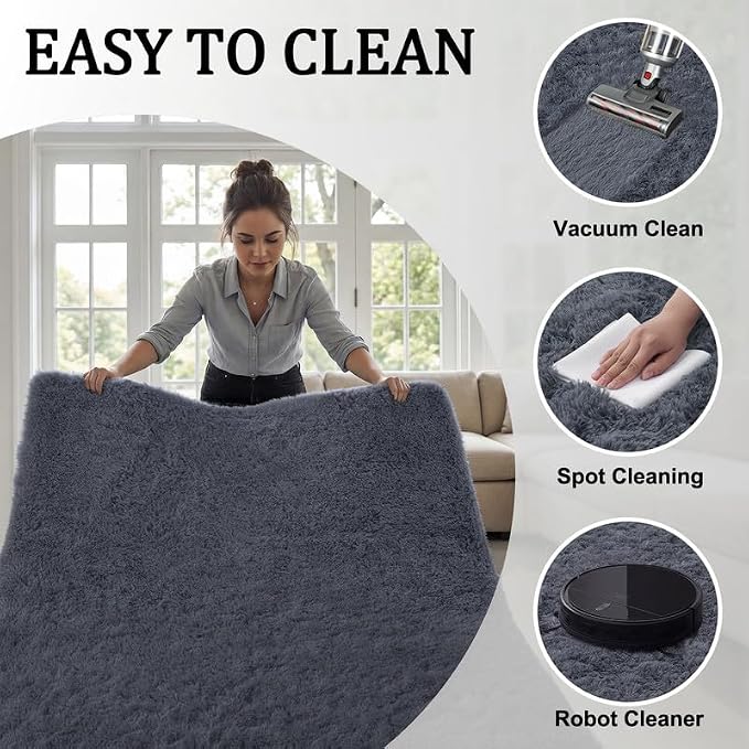 Area Rug for Living Room Bedroom: 5x7 Soft Fluffy Shag Rugs Upgrade Non-Slip - Image 7