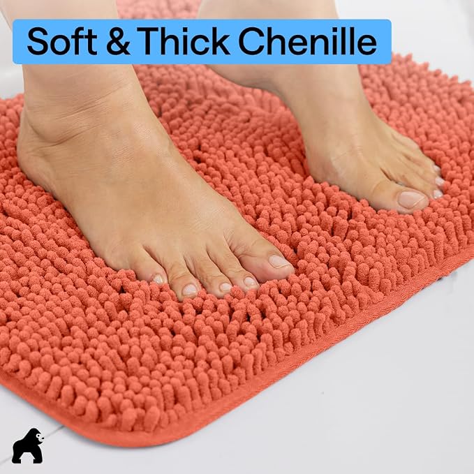 GORILLA GRIP Bath Rug Mat 36x24, Thick Soft Absorbent Chenille, Quick Dry - Image 4