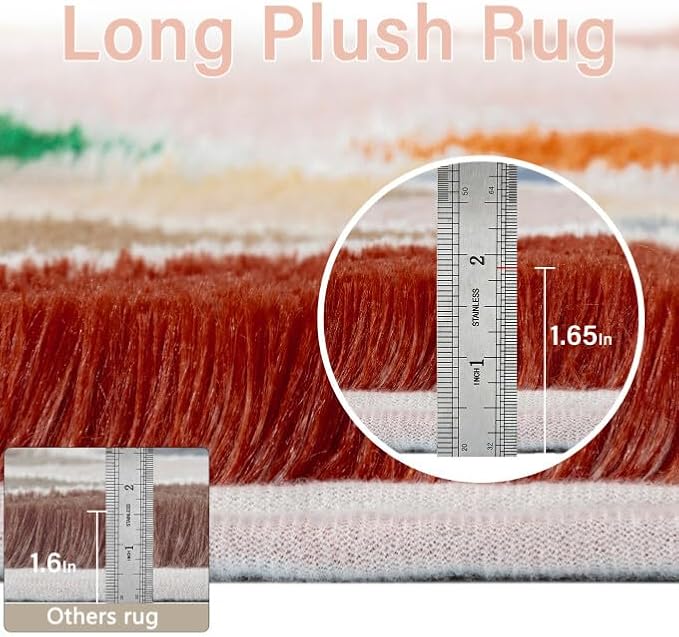 PureCozy 5x7 Checkered Rug for Living Room Rainbow Modern Soft Area Rug Fluffy - Image 6