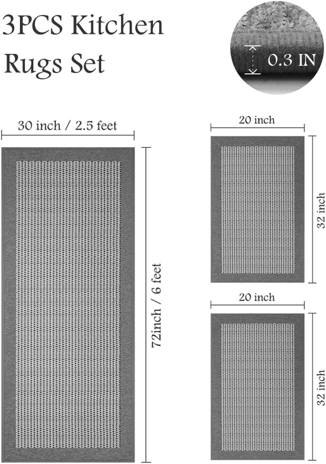 PADOOR Non Slip Kitchen Rugs Sets of 3 - Image 2