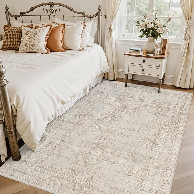 6x9 Area Rugs for Living Room: Vintage Boho Neutral Washable Rug Indoor Soft - Image 2