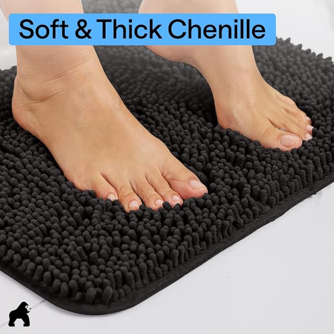 GORILLA GRIP Bath Rug Mat 42x24, Thick Soft Absorbent Chenille, Quick Dry - Image 4
