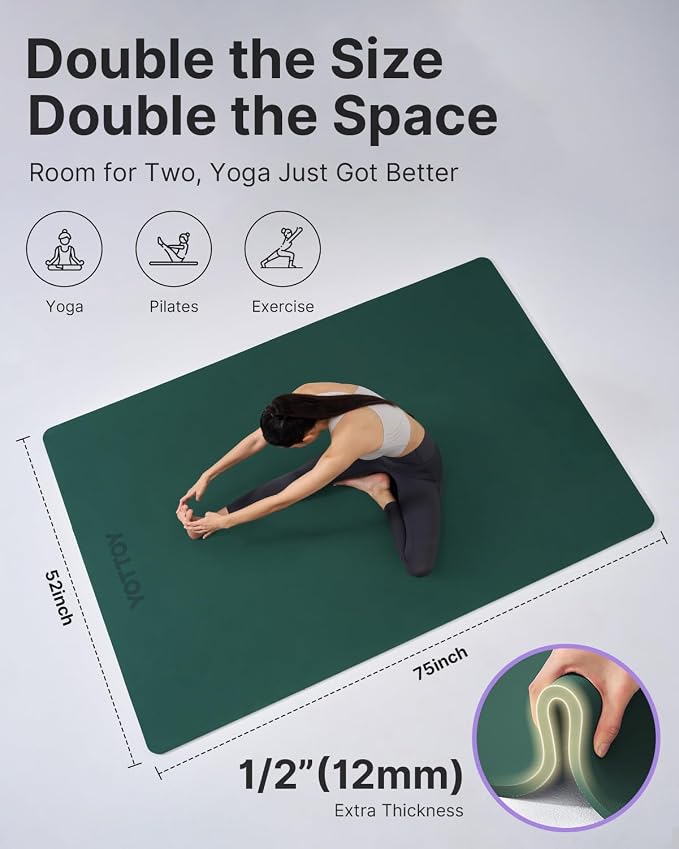 YOTTOY Large Yoga Mat, Extra Wide TPE Exercise Mat, Non-Slip Workout Mat - Image 3
