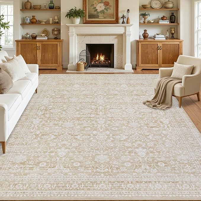 10x14 Area Rug for Living Room: Vintage Boho Neutral Washable Rug Indoor Soft - Image 8