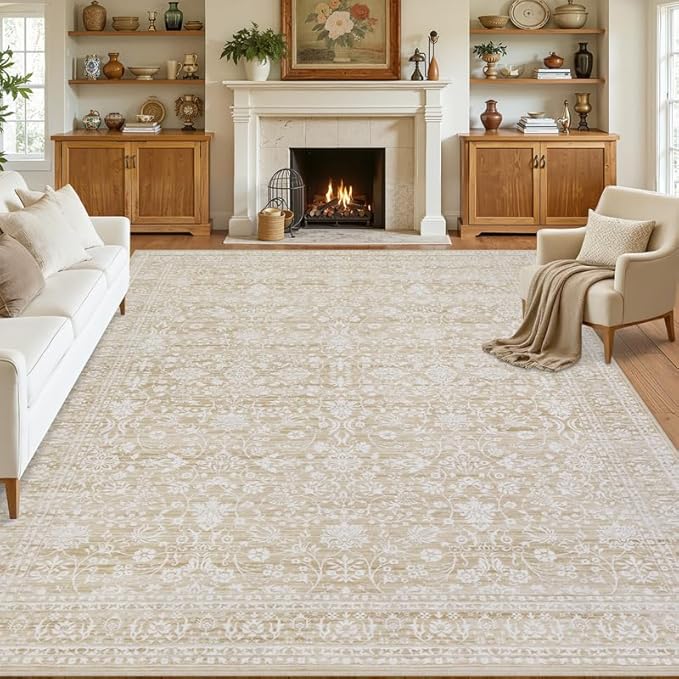 10x12 Area Rug for Living Room: Vintage Boho Neutral Washable Rug Indoor Soft - Image 8