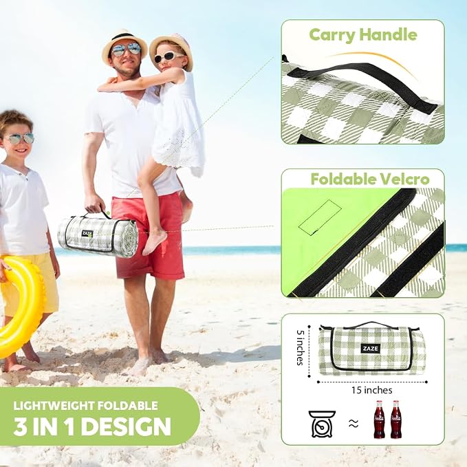 ZAZE Extra Large Picnic Outdoor Blanket, Camping Grass Lawn Park Accessories - Image 6