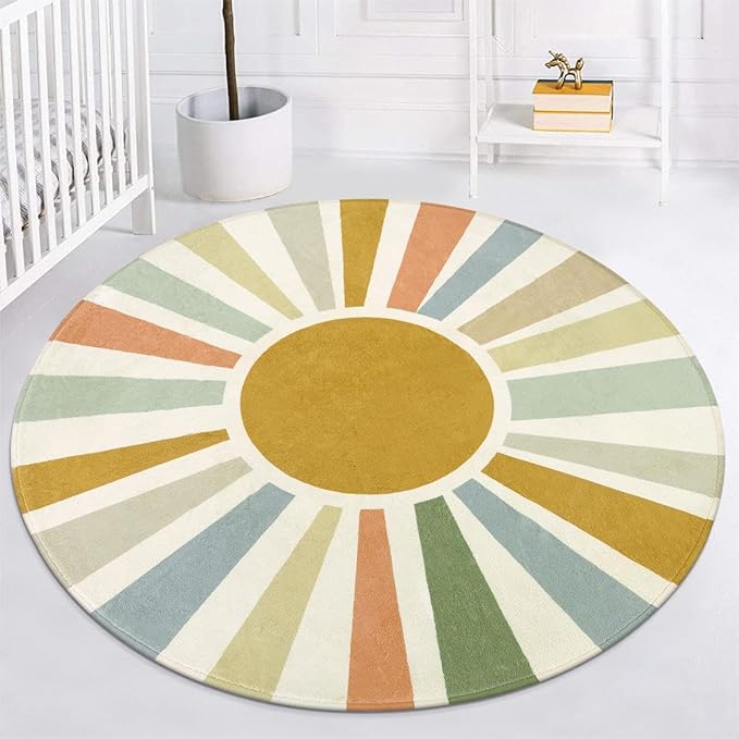 STARUIA Boho Washable Rug 5 Ft Round Area Rug by STARUIA