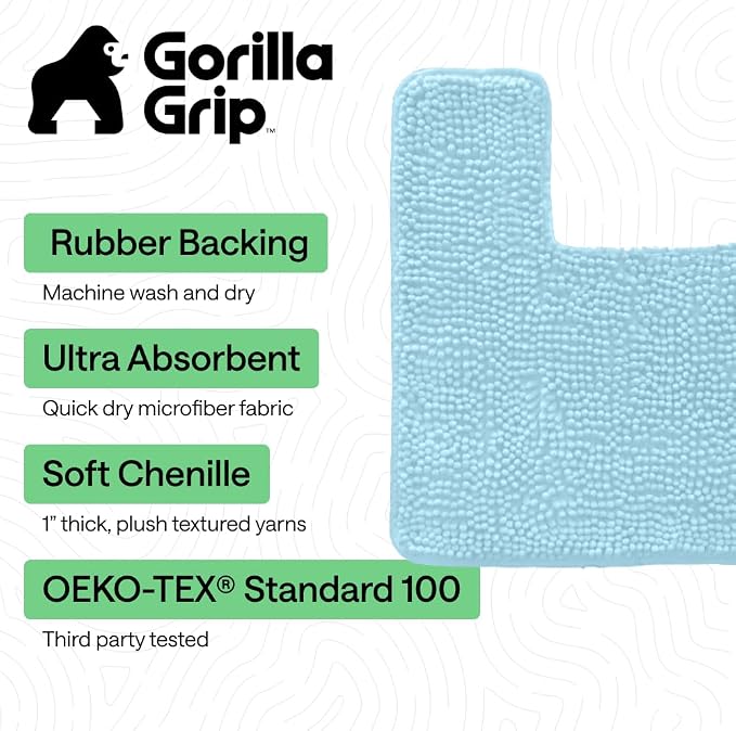 GORILLA GRIP Plush Absorbent Shaggy Chenille Bath Rug Mat - Image 3