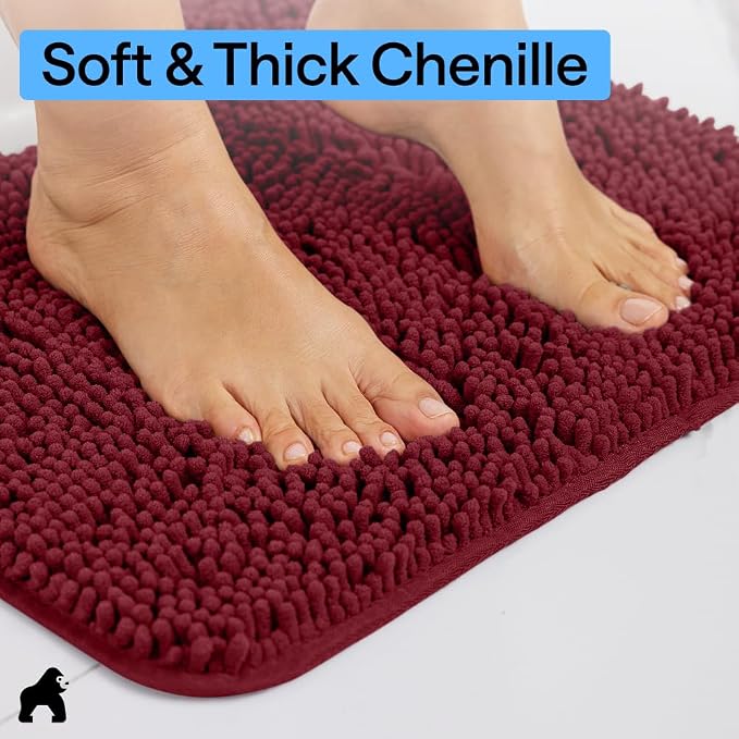 GORILLA GRIP Bath Rug Mat 48x24, Soft Absorbent Chenille, Quick Dry Microfiber - Image 4