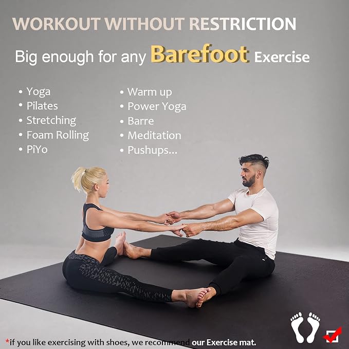 GXMMAT Large Yoga Mat 12'x6'/10'x6'/6'x8', Extra Thick Workout Mats - Image 2