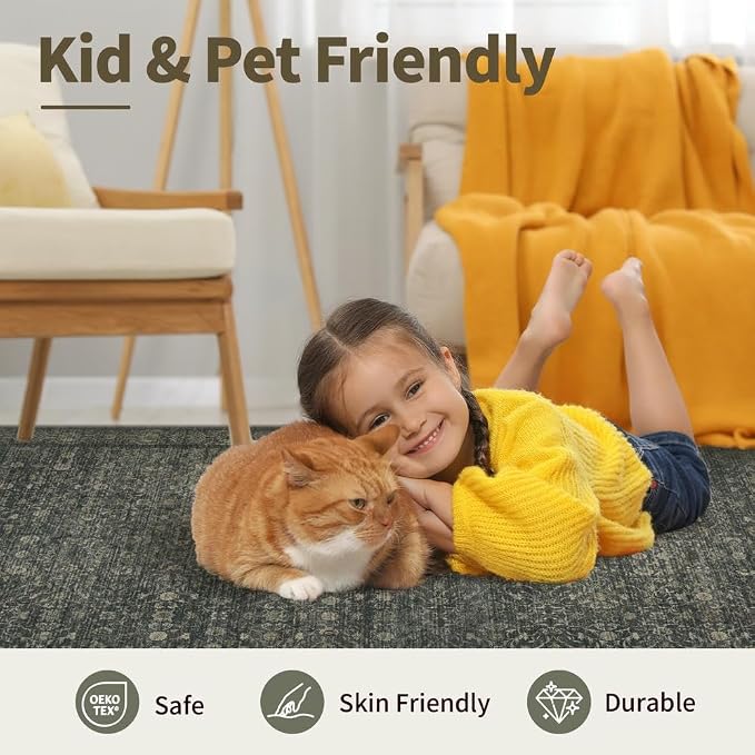 8x10 Washable Area Rug for Living Room, Extra Large, Durable Low Pile Non Slip - Image 9