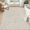 5x7 Area Rugs for Living Room: Vintage Boho Neutral Washable Rug Indoor Soft by Luxturiy