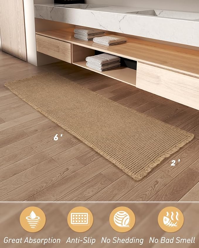 Upgraded Waffle Runner Rug, Super Absorbent Non Slip Bath Mats - Image 6