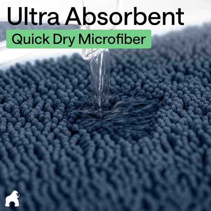 GORILLA GRIP Bath Rug Mat, Thick Soft Absorbent Chenille, Quick Dry Microfiber - Image 5