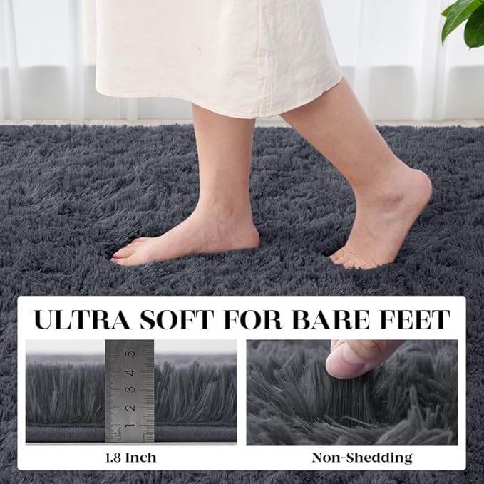Area Rug for Living Room Bedroom: 4x6 Soft Fluffy Shag Rugs Upgrade Non-Slip - Image 6