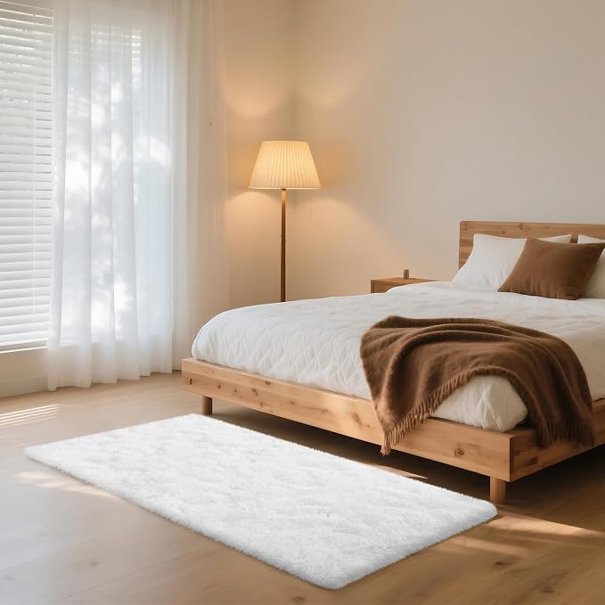 3x5 Cream White Rugs for Bedroom Living Room, Fluffy Small Area Rug Soft Shag - Image 6