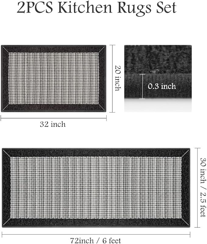 PADOOR Non Slip Kitchen Rugs Sets of 2 - Image 2
