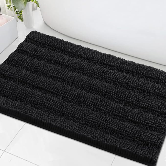 H.VERSAILTEX Bath Mats for Bathroom Non Slip Extra Thick Chenille Striped Bath by HVERSAILTEX