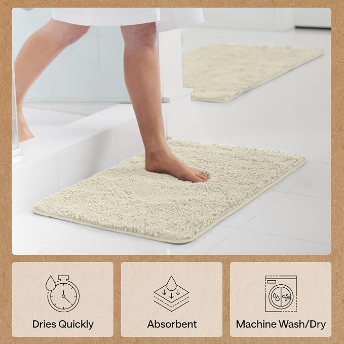 GORILLA GRIP Bath Rug Mat 48x24, Thick Absorbent Chenille, Quick Dry Microfiber - Image 7