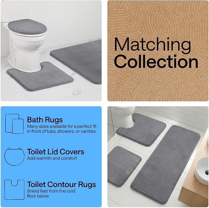 GORILLA GRIP® Memory Foam Bath Rugs, Soft Absorbent Velvet Bathroom Mats - Image 9