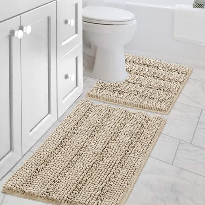 H.VERSAILTEX Bathroom Rug Sets 2 Piece Bath Mats Non Slip Thick Soft Chenille by HVERSAILTEX