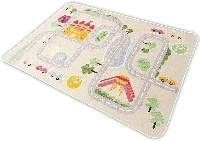 Kid Rug Carpet Playmat for Toy Cars and Train，Play Area Rug by IKITOT