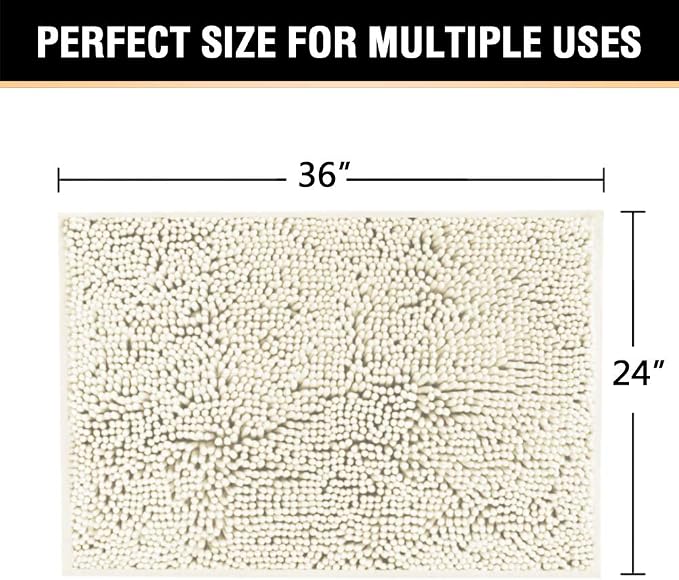 H.VERSAILTEX Bath Mat for Bathroom Non Slip Luxury Chenille Ultra Soft Bath - Image 2